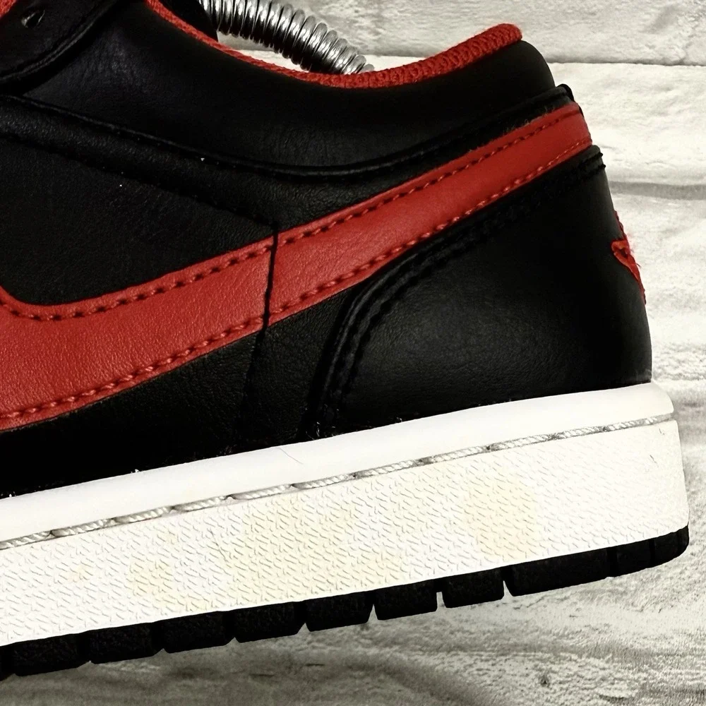 Nike Air Jordan 1 Low Shoes Black Fire Red White 553558-063 Men's Size 8